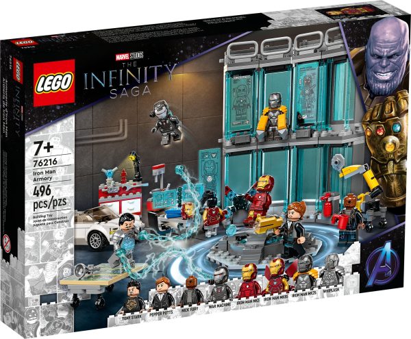 LEGO® Marvel Iron Man Armory (76216) is bursting with authentic details, cool features and iconic minifigures to delight any fan of Marvel Studios’ Infinity Saga movies. A packed playset for Iron Man fans aged 7+ This versatile and feature-packed playset takes kids into the famous room where Iron Man stores his high-tech suit gear. As well as the classic MK3, MK25 and MK85 Iron Man suits there is a workshop area with tools where kids can carry out repairs and a platform where the billionaire Super Hero can change into his chosen armor. There are also 3 holographic displays, a sports car, a robot assistant arm, loads of accessories and popular minifigures, including Tony Stark, Pepper Potts, Nick Fury, War Machine and Whiplash. In addition, the free LEGO Building Instructions app lets kids view, zoom and rotate the model as they build, providing an amazing sense of immersion and interaction during the construction process. Iron Man headquarters – Celebrate Marvel Studios’ Infinity Saga with the LEGO® Marvel Iron Man Armory (76216), packed with authentic details, features and minifigures Marvel characters – Includes 8 minifigures: MK3, MK25 and MK85 Iron Man suits, Tony Stark, Pepper Potts, Nick Fury, War Machine and Whiplash Realistic details – Familiar items from the movies include a sports car with Stark Expo model-map, a robot assistant arm, a work area with tools and loads of authentic accessories Versatile gift idea – This fun-filled set puts endless Iron Man action into the hands of young Super Heroes aged 7 and up Reconfigurable fun – Measuring over 6.5 in. (17 cm) high, 5 in. (13 cm) wide and 2.5 in. (6 cm) deep, and with multiple sections, kids can rearrange and reimagine as they create their own story lines Immersive building experience – The free LEGO® Building Instructions app lets users view, zoom and rotate the model as they build Expand the Super Hero fun – The extensive range of LEGO® Marvel building toys provide children with premium-quality playsets that deliver endless imaginative build-and-play possibilities Quality guaranteed – LEGO® components fulfill stringent industry quality standards to ensure they are consistent, compatible and connect and pull apart easily every time Safety assured – LEGO® components are dropped, heated, crushed, twisted and analyzed to make sure they satisfy rigorous global safety standards