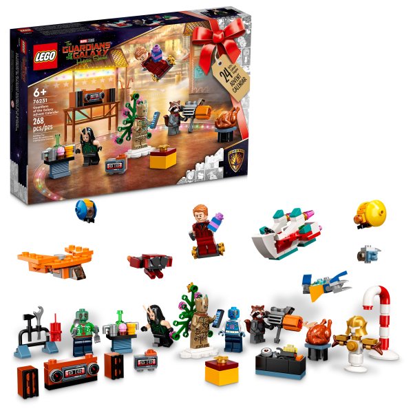 Give any Marvel fan aged 6 and up a holiday treat with the LEGO® Marvel Studios’ Guardians of the Galaxy Advent Calendar (76231). The fun starts on December 1st and continues through the holidays. 24 Super Hero gifts for kids to reveal Behind each of the calendar’s 24 doors is a daily gift for kids to discover throughout the December buildup to Christmas. There are 6 minifigures, including Star-Lord, Rocket, Groot and Mantis, plus mini builds and accessories that kids will recognize as inspired by the Marvel Cinematic Universe and the Disney+ original TV series. There’s a drone, a blaster, the Guardians’ spaceship, a snowman in Thanos’s armor and more. As the big day approaches, kids can mix up the gifts to create endless imaginative Super Hero adventures. 24 daily treats – Behind each door of the LEGO® Marvel Studios’ Guardians of the Galaxy Advent Calendar (76231) is a gift to inspire creative building and imaginative play Iconic characters – Includes Star-Lord, Rocket, Groot and Mantis minifigures and more to combine with mini builds and accessories Mini build models – Buildable play experiences include a drone, a blaster, the Guardians’ spaceship, a snowman in Thanos’s armor and lots more Endlessly versatile – As the big day approaches, kids can mix different gifts together to recreate favorite scenes and Marvel adventures of their own Pre-Christmas treat – With 24 days of surprise gifts, this Advent calendar provides any young Super Hero aged 6 and up with imaginative fun that lasts for months Compatible with other LEGO® sets – The gifts found within the calendar combine easily with all other LEGO Marvel building toys Super Hero sets – All LEGO® Marvel building toys provide children with premium-quality playsetsthat deliver endless imaginative build-and-play possibilities Quality guaranteed – LEGO® components fulfill stringent industry quality standards to ensure they are consistent, compatible and connect easily every time Safety assured – LEGO® components are dropped, heated, crushed, twisted and analyzed to make sure they satisfy rigorous global safety standards