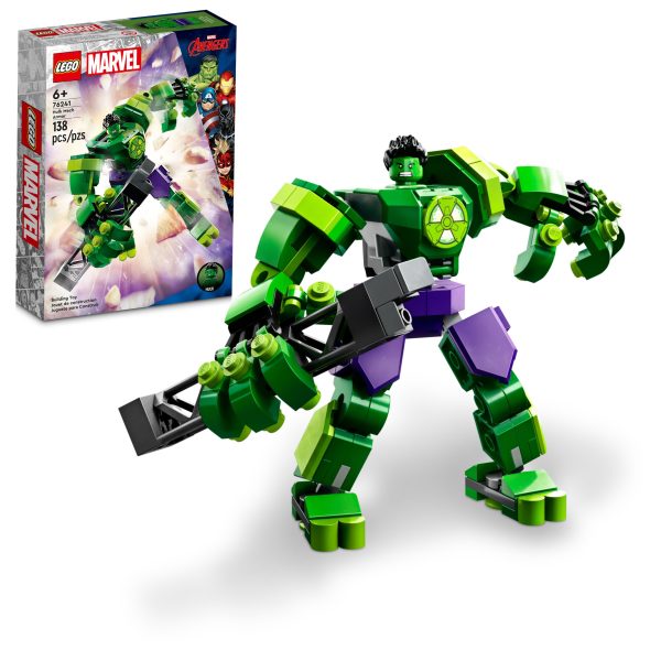 Treat a Marvel Avengers fan to supersized Super Hero action with LEGO® Marvel Hulk Mech Armor (76241). The mighty, movable mech puts mega Marvel adventures into the hands of kids aged 6 and up. Jointed Hulk mech figure Kids place the Hulk LEGO minifigure into the opening cockpit of the mech, ready to take the giant fighting machine into its next mission. The jointed mech features movable arms, legs and fingers, allowing it to be positioned and posed for endless play-and-display possibilities. A ‘stone’ pillar helps inspire imaginative action. For added digital fun, the LEGO Builder app features intuitive zoom and rotate tools that let kids visualize their model as they build. Hands-on treat – Young Super Heroes will enjoy endless action and imaginative play with LEGO® Marvel Hulk Mech Armor (76241), the mega, movable battling machine Iconic Super Hero – Includes a Hulk minifigure and a buildable Hulk mech with fully jointed arms, legs and fingers Movable limbs for play and display – The Hulk minifigure fits into the opening cockpit of the fully jointed mech, which easily adjusts for endless play-and-display action Treat for Marvel fans – This hands-on build-and-play toy is a versatile birthday, holiday or any-day gift for kids aged 6 and up Pick-up-and-play – This portable play figure stands over 4 in. (12 cm) tall, so kids can take it wherever they go Interactive digital building – The LEGO® Builder app features intuitive zoom and rotate tools that let kids visualize their model as they build Unlimited Super Hero fun – The extensive range of LEGO® Marvel building toys is designed to deliver endless imaginative build-and-play possibilities Quality guaranteed – LEGO® components fulfill stringent industry quality standards to ensure they are consistent, compatible and connect smoothly every time Safety assured – LEGO® components are dropped, heated, crushed, twisted and analyzed to make sure they satisfy rigorous global safety standards