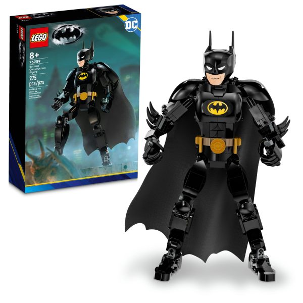 Put the future of GOTHAM CITY™ into the hands of your young crimefighter with the LEGO® DC Batman™ Construction Figure (76259). Standing over 10.5 in. (26 cm) tall, this fully jointed, authentically detailed Batman toy will encourage kids aged 8+ to discover their inner superhero. Realistic recreation The figure captures the style and strength of Batman as depicted in the 1989 Batman movie. With movable shoulder, arm, hip and leg joints, this versatile action toy is enjoyable to build, play with and put on display. Authentically detailed and featuring a full-length textile cape, this portable figure inspires endless play possibilities wherever kids go. For added digital fun, builders can zoom in, rotate the set in 3D and track their progress using the fun, intuitive LEGO Builder app. Batman™ action figure – Put Super Hero action into kids’ hands with the LEGO® DC Batman Construction Figure (76259). Fully jointed for imaginative action and adventure Iconic Super Hero – The 275-piece figure features movable shoulder, arm, hip and leg joints and includes the character’s distinctive textile cape Position and pose – The multi-jointed figure easily adjusts, allowing kids to recreate favorite movie scenes and play out endless imaginative stories of their own Gift for kids – Give this hands-on play figure to a young Super Hero aged 8 and up as a birthday, holiday or just-because gift Portable play – Standing over 10.5 in. (26 cm) tall, this versatile figure lets kids take their adventures with them wherever they go Intuitive building instructions – Kids can download the LEGO® Builder app for an immersive building experience, with digital tools to zoom in and rotate models in 3D, save sets and track progress Quality guaranteed – LEGO® components meet stringent industry quality standards to ensure they are consistent, compatible and easy to build with Safety assured – LEGO® bricks and pieces are dropped, heated, crushed, twisted and analyzed to make sure they satisfy rigorous global safety standards