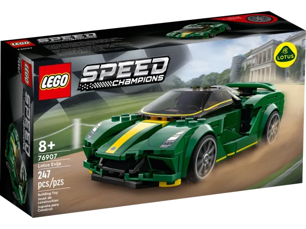 This LEGO® Speed Champions Lotus Evija (76907) captures the elegant simplicity and innovative design of the real-life all-electric hypercar. Perfect for kids and car enthusiasts of all ages, it provides an engaging building experience, is perfect for display and awesome for high-energy race action. Digital building instructions This collectible toy car includes printed and digital building instructions. Available in the free LEGO Building Instructions app for smartphones and tablets, the interactive digital guide comes with amazing zoom and rotate tools that allow you to visualize this model from all angles as you build. Recreating iconic vehicles LEGO Speed Champions playsets feature mini versions of the world’s leading and best-known vehicles. Perfect for display, these models are also great for exciting race action against others from the Speed Champions range. Recreate Britain’s first all-electric hypercar – LEGO® Speed Champions Lotus Evija (76907) replica model for car fans and kids who love imaginative play What’s in the box? – Everything you need to build a Lotus Evija replica model, plus a driver minifigure with a Lotus racing suit, crash helmet, wig and wrench Collect, play and display – Kids and car enthusiasts can explore the Lotus Evija’s innovative design as they build, before exhibiting the model or joining friends for Speed Champions racing action A gift for any occasion – This 247-piece LEGO® Speed Champions set can be given as a birthday, holiday or any-other-day gift for kids aged 8+ and those with a passion for high performance cars Packed with details – The Lotus Evija model measures over 1.5 in. (4cm) high, 6 in. (15cm) long and 2.5 in. (7cm) wide. Plenty of room for a 2-seat cockpit and lots of authentic detailing No batteries required – The racing action never stops with this toy hypercar playset. It’s powered by kids’ imaginations! Interactive digital building guide – Zoom, rotate and view this model from all angles as you build with the LEGO® Building Instructions app, available for smartphones and tablets Celebrating innovation and design – LEGO® Speed Champions sets give kids and car fans the chance to explore the world’s most iconic vehicles Putting quality in focus – LEGO® components meet strict industry standards to ensure they’re consistent, compatible and fun to build with – it’s been that way since 1958 Tested for safety – All LEGO® building toys are thoroughly tested to ensure every playset meets strict safety standards