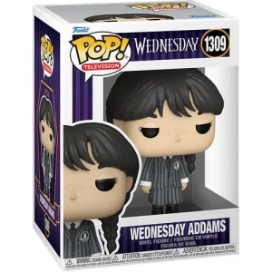 Wednesday Addams Funko Pop! Vinyl Figure #1309: Need help with your next murder investigation? Wednesday Addams is ready master her emerging psychic ability to help you solve your next mystery and join your Funko Pop! collection! This Wednesday Addams Pop! Vinyl Figure #1309 measures approximately 3 3/4-inches tall. Comes packaged in a window display box. Ages 3 and up. Add this Nevermore Academy student to your set!