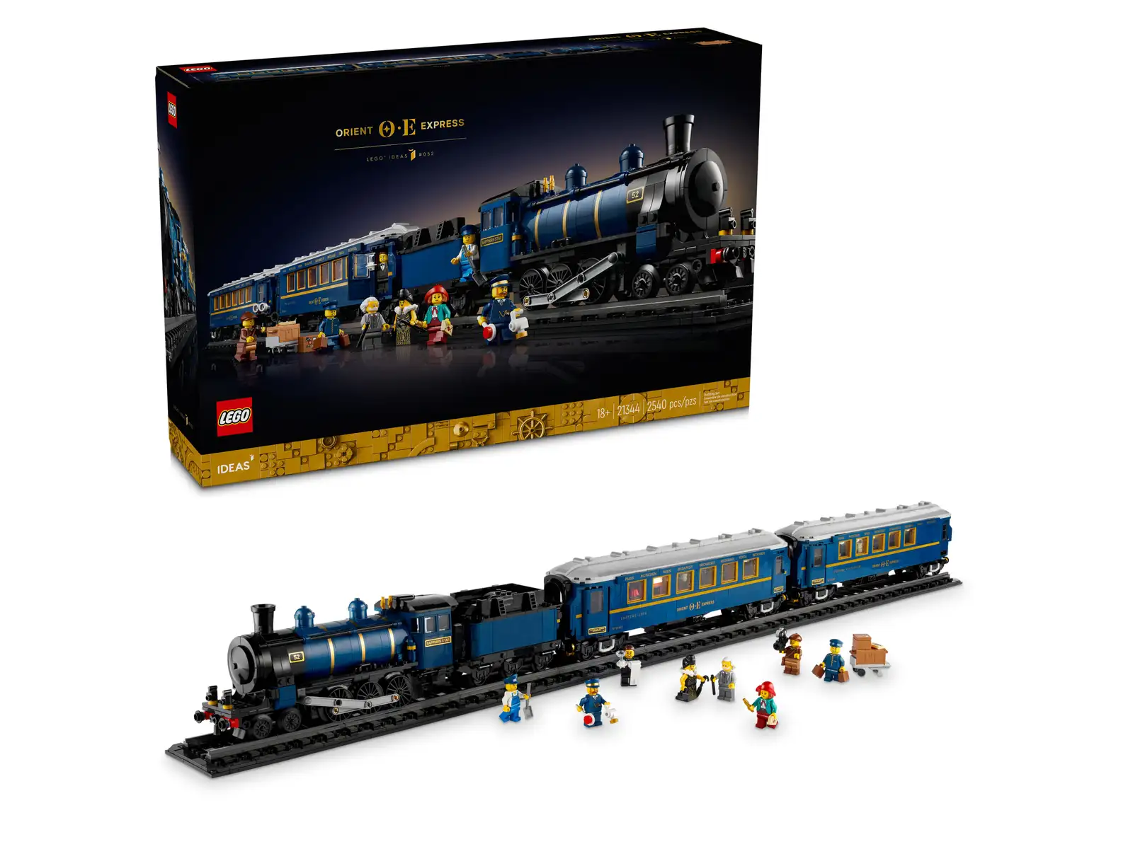 Hark back to the golden age of train travel as you build this stunning LEGO® Ideas display model (21344) of the Orient Express. An ideal gift for lovers of trains, travel and history, it features brick-built versions of the locomotive, tender, dining-car and sleeping-car, plus train tracks. Removable roofs allow easy viewing of the many authentic interior details of the dining-car and sleeping-car, including the inlaid panels and a mirror effect above the bed in the sleeping-car’s first-class room. All aboard! There are also 8 LEGO minifigures, including a railway station manager, duchess and a film director (based on the fan designer who created this set!). Find instructions in the box and on the LEGO Builder app to guide you through every step of the immersive creative experience. Building sets for adults Welcome to your zone. LEGO Sets for Adults is a carefully curated collection of top-quality models. Whatever your passion, there is a building project waiting for you. LEGO® Ideas The Orient Express Train (21344) – Embark on a creative journey to capture the vintage glamour and rich history of the Orient Express steam train in a detailed, buildable display model Includes 8 LEGO® minifigures – A duchess, conductor, train driver, waiter, railway station manager, scientist, writer and film director, plus assorted accessories and a buildable baggage cart Your carriage awaits – The tender, dining-car (voiture-restaurant) and sleeping-car (voiture-lits), each with removable roofs to view the interiors, and the locomotive, plus train tracks Authentic details – Inlaid panels and a mirror effect above the bed in the sleeping-car’s first-class room, an OE backgammon board, exterior decoration displaying the Paris–Istanbul route, and more Gift idea for adults – Treat yourself or give this 2,540-piece Orient Express steam train building set as a birthday present or holiday gift to train enthusiasts or lovers of travel and history Build and display – This collectible train model measures over 4.5 in. (12 cm) high, 46 in. (116 cm) long and 3 in. (8 cm) wide Rich history – Includes an illustrated booklet featuring the story of the Orient Express and interviews with the set’s fan designer and LEGO® designers, plus step-by-step building instructions The LEGO® fans’ choice – This collectible building set for adults is one of a diverse range of LEGO Ideas sets, each created by a fan designer, voted for by LEGO fans and produced by the LEGO Group Premium quality – LEGO® bricks satisfy rigorous industry quality standards to ensure that they connect simply and securely Safety assurance – LEGO® components are dropped, heated, crushed, twisted and carefully analyzed to make sure that they comply with strict global safety standards