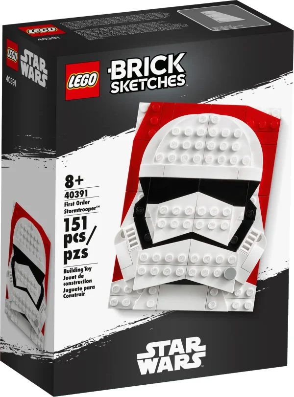 Show off the strength of the First Order with this LEGO® Brick Sketches™ First Order Stormtrooper (40391) construction set. This collectible, brick-built illustration of an iconic Star Wars character is created on a 12x16 baseplate and can be displayed standing up or hung by its built-in hook on a wall. An awesome birthday or holiday gift for kids and Star Wars fans, it makes a great addition to any builder's collection of LEGO Brick Sketches character portraits. Young builders and any Star Wars™ fan will love creating and displaying a LEGO® brick-built portrait of a Stars Wars First Order Stormtrooper, with this LEGO Brick Sketches™ construction set. A super gift idea for ages 8 and up, this 151-piece construction kit is part of the LEGO® Brick Sketches™ theme, which features collectible, buildable, 3-D illustrations of iconic characters on 12x16 baseplates. The LEGO® Brick Sketches™ First Order Stormtrooper measures over 5” (13cm) high, 3” (9cm) wide and 1” (3cm) deep. It will grab people’s attention whether hung by the built-in hook on a wall or displayed freestanding.