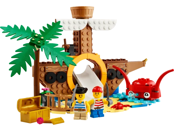 Inspire imaginative play for kids aged 7 and up as they have fun building this sweet LEGO® Pirate Ship Playground (40589). The pirate ship comes with a slide, a water cannon, 2 kid minifigures, a palm tree, a rotating octopus and other fun pirate-themed details. This set makes a great gift to celebrate Children’s Day or any other occasion. Creative play for kids – Give your little shipmates a fun building set with this LEGO® Pirate Ship Playground (40589) set for kids aged 7 and up. Makes a gift idea for Children’s Day Pirate-themed features – The build includes a slide, a water cannon, 2 kid minifigures, a palm tree, a rotating octopus and other fun features Dimensions – The model measures over 4 in. (12 cm) high, 9 in. (25 cm) wide and 5 in. (14 cm) deep