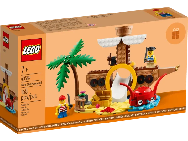 Inspire imaginative play for kids aged 7 and up as they have fun building this sweet LEGO® Pirate Ship Playground (40589). The pirate ship comes with a slide, a water cannon, 2 kid minifigures, a palm tree, a rotating octopus and other fun pirate-themed details. This set makes a great gift to celebrate Children’s Day or any other occasion. Creative play for kids – Give your little shipmates a fun building set with this LEGO® Pirate Ship Playground (40589) set for kids aged 7 and up. Makes a gift idea for Children’s Day Pirate-themed features – The build includes a slide, a water cannon, 2 kid minifigures, a palm tree, a rotating octopus and other fun features Dimensions – The model measures over 4 in. (12 cm) high, 9 in. (25 cm) wide and 5 in. (14 cm) deep