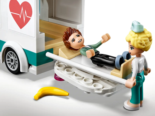 Kids can learn the value of caring for others while role-playing as a doctor, ambulance driver or patient with this LEGO® Friends Heartlake City Hospital toy playset (41394). It makes the best gift toy for children aged 6+ who will love acting out authentic scenarios in the hospital's reception area, the examination, recovery and storage rooms and its rooftop garden. So many ways to play! Buildable medical equipment, such as the X-ray scanner and microscope, plus bandage, stethoscope, syringe and thermometer accessories inspire imaginative play, as do the 3 mini-doll figures – LEGO Friends character Emma, Ethan and Dr. Maria. Add to the creative play possibilities with the toy ambulance to transport injured Ethan to the hospital, plus a stretcher and a wheelchair. Introducing LEGO Friends… LEGO Friends building sets are the best toys to encourage young kids to explore their interests with the help of the 5 girls from Heartlake City – Stephanie, Mia, Andrea, Emma and Olivia. Kids discover the joy of caring for others when role-playing as doctor, patient and visitor Emma, and recreate real-life scenarios with this colorful and detailed LEGO® Friends Heartlake City Hospital (41394) playset. The hospital’s examination room, with a buildable X-ray scanner, rooftop garden and medical accessories, plus 3 mini-doll figures – LEGO® Friends character Emma, Ethan and Dr. Maria – will spark children's creativity. Kids will love pretending to drive the LEGO® toy ambulance, which has space for a patient and a stretcher in the back. A mini-doll wheelchair and medical accessories add to the imaginative play options. There are so many ways to play with this 379-piece LEGO® set, making it a fun toy birthday gift, holiday gift or special surprise for kids aged 6+ to enjoy on their own or to share the fun with their friends. The LEGO® hospital measures just over 7” (19cm) high, 8” (22cm) wide and 2” (6cm) deep, so this compact set won't take up much storage space. Kids can also combine it with other LEGO® sets for even more playtime fun. No batteries are required with this building set for kids – constructed purely with LEGO® bricks, it is the best toy for powering up children’s free-thinking creativity, so the fun adventures never stop. Thinking of buying this doctor toy for someone new to LEGO® models? No problem – it comes with easy-to-follow, step-by-step building instructions. Open the box and away they go! Introduce young builders to the world of LEGO® Friends. A warm welcome awaits them in Heartlake City, where kids can explore their interests with their best friends by their side. LEGO® building bricks meet the highest industry standards plus our own quality criteria. Kids building this LEGO Friends playset will find the bricks connect strongly and pull apart easily every time. LEGO® bricks and pieces are tested in every way imaginable to guarantee that every young builder's LEGO Friends set meets the highest global safety and quality standards.