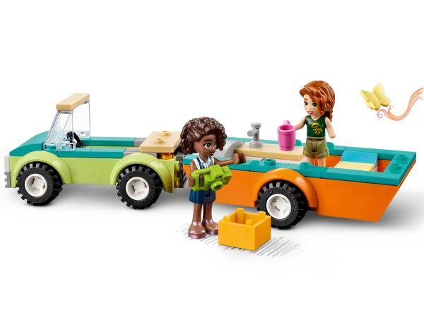 Introduce kids aged 4+ to the fun of camping with this LEGO® Friends Holiday Camping Trip (41726) set. Young builders can help nature-loving Autumn and city-girl Aliya drive the car and camper to the perfect spot in Heartlake City forest. The removable roof lets kids explore the camper van’s interior and the set comes with lots of accessories. Kids can role-play nature-spotting and pretend to take photos of the rare butterfly with the camera before toasting marshmallows on the campfire. Inspiring new builders This LEGO set for kids aged 4+ comes with a Starter Brick – a sturdy base that helps kids enjoy a fun building experience. Let the LEGO Builder app guide you and your child on an easy and intuitive building adventure. Zoom in and rotate models in 3D, save sets and track your progress. Welcome to the next generation of Heartlake City Kids make friends and discover exciting locations in the LEGO Friends universe, where they can enjoy creative play and act out real-life adventures. Camping fun for kids aged 4+ – Introduce kids to the world of LEGO® building with this LEGO Friends Holiday Camping Trip (41726) building toy set, featuring a camper van with an attachable car Includes 2 mini-dolls – This fun camping gift comes with 2 LEGO® Friends characters, nature-loving Autumn and city-girl Aliya, and includes a buildable camper van with a removable roof Encourage creative play – This LEGO® Friends camping set comes with accessories including a camera, campfire and marshmallows, so kids can act out different stories each time they play A gift to feed their imagination – Looking for fun camping gifts for kids? This LEGO® Friends toy set makes a fun reward or gift for kids aged 4 and up who love camping and nature Designed for little hands – This LEGO® Friends toy measures over 2.5 in. (7 cm) high, 7.5 in. (19 cm) long and 2.5 in. (6 cm) wide Inspiring young builders – This set includes a Starter Brick and ‘quick-start’ elements to help young builders get off to a great start as they learn new building skills Intuitive instructions – The LEGO® Builder app guides you and your child on an intuitive building adventure with tools that let you zoom in and rotate models in 3D, save sets and track progress A new generation of Heartlake City – In January 2023, the LEGO® Friends universe expanded to introduce new characters and new locations to inspire more role-play adventures Quality first – All LEGO® components meet strict industry standards to ensure they are consistent, compatible and easy to build with Safety in mind – LEGO® Friends bricks and pieces are dropped, heated, crushed, twisted and analyzed to make sure they meet stringent global safety standards
