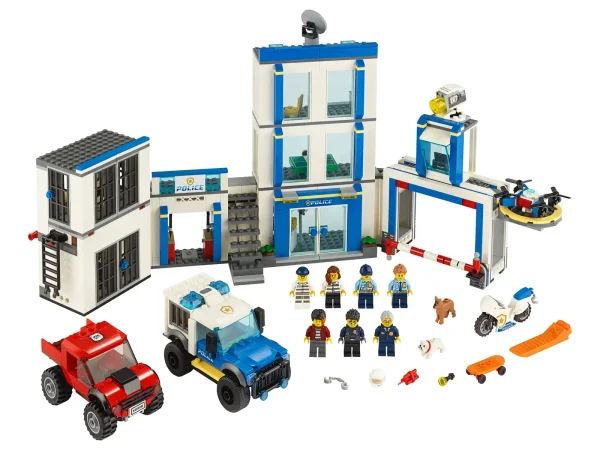 Everything is awesome about the LEGO® City Police Station (60246) playset. Little law enforcers and fans of the LEGO City TV series will love creating stories with a host of fun characters, including Duke DeTain, Chief Wheeler and Daisy Kaboom. This exciting set includes a police station with a light-brick searchlight and a police car with sound-brick siren, plus a cool truck, motorcycle and surveillance drone. A building toy with a little extra With this toy playset you get a simple building guide and Instructions PLUS! Part of the free LEGO Life app for smartphones and tablets, this interactive building guide features zoom and rotate viewing tools that help budding LEGO builders become master builders. LEGO City – Cool toys for kids LEGO City police playsets deliver an exciting build-and-play experience. With realistic vehicles, detailed buildings and fun characters, kids can create stories and scenarios that depict real city life in a fun and imaginative way. Here’s a great building set for kids who love action-packed building toys. This LEGO® City Police Station (60246) playset has an exploding cell, cool vehicles and fun characters. The fun starts the moment you open the box. What’s in the box? A toy police station, 2 trucks, a motorcycle and a drone. You also get 6 minifigures, including Duke DeTain, Chief Wheeler and Daisy Kaboom from the LEGO® City TV series, plus 2 dog figures. Children can have fun with the feature-rich police headquarters model with jailbreak explosion function and light-brick searchlight, plus a police car with a sound-brick siren – a delight for LEGO® City police fans. This LEGO® City Police Station playset is ideal for children aged 5 and up. It makes a great Christmas, birthday or any-other-day gift for kids who love role-play toys, model vehicles and action toys. When built, the toy police station building measures over 9” (24cm) high, 18” (48cm) wide, and 5” (15cm) deep, while the police truck measures over 2" (6cm) high, 4" (12cm) long and 2" (7cm) wide. Both the sound brick and light brick in this playset require a 1xCR1216 coin cell battery. The good news? They’re included! So the sound and light play can start right away. You’ll find a simple building guide in the box. Or you can download Instructions PLUS – part of the free LEGO® Life app. This interactive building guide with zoom-and-rotate viewing tools makes building child's play! LEGO® City police sets nurture kids' physical skills and confidence with feature-rich buildings, realistic vehicles and fun characters that inspire open-ended creative play. LEGO® building bricks meet the highest industry standards as well as The LEGO Group's rigorous quality criteria, so they're consistent, compatible and easily click together and apart – every time. At The LEGO Group, we drop, squash, twist, heat, bite, bend, scratch and stretch LEGO® bricks and pieces to make sure every playset meets the highest global safety and quality standards.