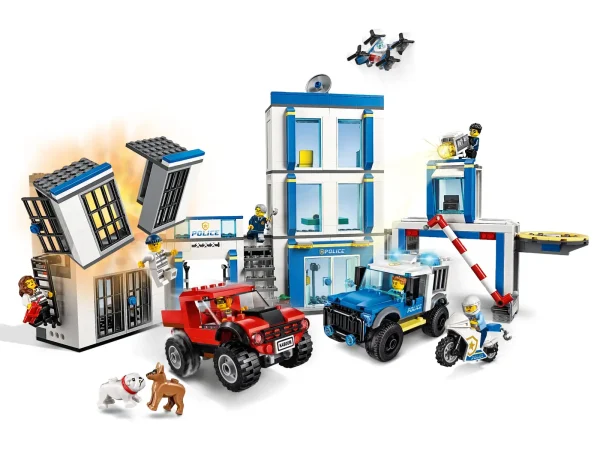 Everything is awesome about the LEGO® City Police Station (60246) playset. Little law enforcers and fans of the LEGO City TV series will love creating stories with a host of fun characters, including Duke DeTain, Chief Wheeler and Daisy Kaboom. This exciting set includes a police station with a light-brick searchlight and a police car with sound-brick siren, plus a cool truck, motorcycle and surveillance drone. A building toy with a little extra With this toy playset you get a simple building guide and Instructions PLUS! Part of the free LEGO Life app for smartphones and tablets, this interactive building guide features zoom and rotate viewing tools that help budding LEGO builders become master builders. LEGO City – Cool toys for kids LEGO City police playsets deliver an exciting build-and-play experience. With realistic vehicles, detailed buildings and fun characters, kids can create stories and scenarios that depict real city life in a fun and imaginative way. Here’s a great building set for kids who love action-packed building toys. This LEGO® City Police Station (60246) playset has an exploding cell, cool vehicles and fun characters. The fun starts the moment you open the box. What’s in the box? A toy police station, 2 trucks, a motorcycle and a drone. You also get 6 minifigures, including Duke DeTain, Chief Wheeler and Daisy Kaboom from the LEGO® City TV series, plus 2 dog figures. Children can have fun with the feature-rich police headquarters model with jailbreak explosion function and light-brick searchlight, plus a police car with a sound-brick siren – a delight for LEGO® City police fans. This LEGO® City Police Station playset is ideal for children aged 5 and up. It makes a great Christmas, birthday or any-other-day gift for kids who love role-play toys, model vehicles and action toys. When built, the toy police station building measures over 9” (24cm) high, 18” (48cm) wide, and 5” (15cm) deep, while the police truck measures over 2" (6cm) high, 4" (12cm) long and 2" (7cm) wide. Both the sound brick and light brick in this playset require a 1xCR1216 coin cell battery. The good news? They’re included! So the sound and light play can start right away. You’ll find a simple building guide in the box. Or you can download Instructions PLUS – part of the free LEGO® Life app. This interactive building guide with zoom-and-rotate viewing tools makes building child's play! LEGO® City police sets nurture kids' physical skills and confidence with feature-rich buildings, realistic vehicles and fun characters that inspire open-ended creative play. LEGO® building bricks meet the highest industry standards as well as The LEGO Group's rigorous quality criteria, so they're consistent, compatible and easily click together and apart – every time. At The LEGO Group, we drop, squash, twist, heat, bite, bend, scratch and stretch LEGO® bricks and pieces to make sure every playset meets the highest global safety and quality standards.