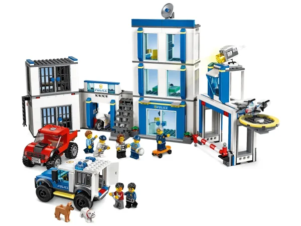 Everything is awesome about the LEGO® City Police Station (60246) playset. Little law enforcers and fans of the LEGO City TV series will love creating stories with a host of fun characters, including Duke DeTain, Chief Wheeler and Daisy Kaboom. This exciting set includes a police station with a light-brick searchlight and a police car with sound-brick siren, plus a cool truck, motorcycle and surveillance drone. A building toy with a little extra With this toy playset you get a simple building guide and Instructions PLUS! Part of the free LEGO Life app for smartphones and tablets, this interactive building guide features zoom and rotate viewing tools that help budding LEGO builders become master builders. LEGO City – Cool toys for kids LEGO City police playsets deliver an exciting build-and-play experience. With realistic vehicles, detailed buildings and fun characters, kids can create stories and scenarios that depict real city life in a fun and imaginative way. Here’s a great building set for kids who love action-packed building toys. This LEGO® City Police Station (60246) playset has an exploding cell, cool vehicles and fun characters. The fun starts the moment you open the box. What’s in the box? A toy police station, 2 trucks, a motorcycle and a drone. You also get 6 minifigures, including Duke DeTain, Chief Wheeler and Daisy Kaboom from the LEGO® City TV series, plus 2 dog figures. Children can have fun with the feature-rich police headquarters model with jailbreak explosion function and light-brick searchlight, plus a police car with a sound-brick siren – a delight for LEGO® City police fans. This LEGO® City Police Station playset is ideal for children aged 5 and up. It makes a great Christmas, birthday or any-other-day gift for kids who love role-play toys, model vehicles and action toys. When built, the toy police station building measures over 9” (24cm) high, 18” (48cm) wide, and 5” (15cm) deep, while the police truck measures over 2" (6cm) high, 4" (12cm) long and 2" (7cm) wide. Both the sound brick and light brick in this playset require a 1xCR1216 coin cell battery. The good news? They’re included! So the sound and light play can start right away. You’ll find a simple building guide in the box. Or you can download Instructions PLUS – part of the free LEGO® Life app. This interactive building guide with zoom-and-rotate viewing tools makes building child's play! LEGO® City police sets nurture kids' physical skills and confidence with feature-rich buildings, realistic vehicles and fun characters that inspire open-ended creative play. LEGO® building bricks meet the highest industry standards as well as The LEGO Group's rigorous quality criteria, so they're consistent, compatible and easily click together and apart – every time. At The LEGO Group, we drop, squash, twist, heat, bite, bend, scratch and stretch LEGO® bricks and pieces to make sure every playset meets the highest global safety and quality standards.