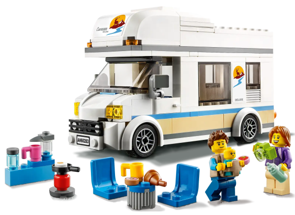 Boys and girls can travel wherever their imaginations take them with this LEGO® City Holiday Camper Van (60283) playset. The toy RV is packed with realistic features for imaginative role play, including a furnished interior with kitchenette and sleeping facilities. And with mom and dad minifigures and a cute baby figure, the scene is set for endless family camping adventures. Creative build-and-play fun for kids aged 5 and up This toy playset comes with a simple, printed building guide and Instructions PLUS. Part of the free LEGO Building Instructions app for smartphones and tablets, this interactive construction guide, with zoom and rotate viewing tools, really does make LEGO building child’s play! The creative world of LEGO City LEGO City Great Vehicles building sets make great gifts for boys and girls. Children get to explore all kinds of cool vehicles and create stories and scenarios that depict real life in a fun and exciting way. Kids can travel wherever their imaginations take them with this classic LEGO® City Holiday Camper Van (60283) playset, packed with realistic features to inspire fun, real-life role play. What’s inside the box? Everything a kid needs to create an awesome camper van with lots of cool features, plus mom and dad minifigures and a cute baby figure. The holiday camper van has a furnished interior, which includes a table, kitchenette and sleeping area. And with an opening side panel and removable roof there’s plenty of room for hands-on play. A top Christmas, birthday or any-other-day gift for kids aged 5 and up who love model vehicles and role-play toys. This toy RV requires only very basic building skills. When built, the holiday camper van measures over 3.5 in. (9 cm) high, 6 in. (16 cm) long and 2 in. (5 cm) wide. Accessories include a cool baby carrier for the minifigures, camping stove and pan, plus fried egg and croissant food elements. Includes a printed building guide and Instructions PLUS – part of the free LEGO® Building Instructions app for smart devices. This interactive construction guide helps kids become master builders. LEGO® City Great Vehicles adventure playsets feature realistic vehicles and fun characters to inspire open-ended creative play while helping youngsters improve physical skills and develop confidence. All LEGO® City components meet strict industry standards to ensure they are compatible and connect and pull apart consistently every time. LEGO® City bricks and pieces are dropped, heated, crushed, twisted and analyzed to make sure they meet stringent global safety standards.