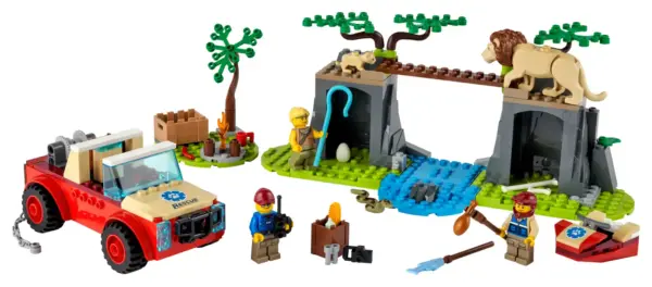 Kids can become everyday heroes with this LEGO® City Wildlife Rescue Off-Roader (60301) playset, featuring an animal-rescue team including LEGO City Adventures TV series hero Jessica Sharpe, plus a lion, lion cub and a snake with its egg. Just add the river setting, toy water scooter and 4x4 to set the scene for exciting wildlife-rescue adventures. Fun for all the family LEGO 4+ sets deliver hours of fun for kids, friends and families. Each set comes with a simple building guide and a Starter Brick element to help youngsters along. And with 4+ sets, you also get Instructions PLUS – part of the LEGO Building Instructions app. This interactive building guide, with zoom and rotate viewing tools, really does make LEGO building child’s play. The awesome world of LEGO City LEGO City Wildlife playsets put kids at the heart of the action, with iconic animals, realistic settings, cool vehicles and inspiring characters that stimulate imaginative role play based on real-life events. This LEGO® City Wildlife Rescue Off-Roader (60301) playset is perfect for kids aged 4 and up who love animals and imaginative play, and for fans of the LEGO City Adventures TV series. What’s in the box? This playset has all kids need to build a toy 4x4, water scooter and savanna setting, with Jessica Sharpe, ranger and explorer minifigures, plus lion, lion cub and snake figures. Kids can activate the collapsing bridge function, work the off-roader’s winch and enjoy realistic wildlife stories with iconic animals and the LEGO® City Adventures TV series character Jessica Sharpe. A great gift idea for birthdays or any other occasion. Delivering hours of fun for kids aged 4 and up, it can be combined with other LEGO® City Wildlife sets for more animal-themed adventures. When built, the Wildlife Rescue Off-Roader toy measures over 2 in. (6 cm) high, 5.5 in. (14 cm) long and 2.5 in. (7 cm) wide. LEGO® accessories include a toy snake egg, snake grabber, 2 crates, binocular, walkie-talkie, camera, bones, bottle, sausage and a hairbrush. This LEGO® 4+ playset includes printed and digital building instructions, plus a Starter Brick element, so even first-time builders can take pride in constructing their own LEGO toys! LEGO® City Wildlife playsets put kids at the heart of the action, helping them develop confidence and key life skills as they play out exciting stories and scenarios that depict life in a fun way. All LEGO® City components meet strict industry standards to ensure they are compatible and connect and pull apart consistently every time. All LEGO® pieces are rigorously tested to make sure every building set meets stringent global safety standards.