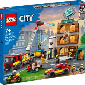 This LEGO® City Fire Brigade (60321) toy playset is packed with inspiration for imaginative play. Designed for ages 7 and up, it includes a 3-level sardine factory with fold-back LEGO flames and a ‘secret sauce’ vat, plus a firetruck and trailer that shoot water elements, a fire motorbike and a fire chief’s pickup. Add the kitten and cat figures and 7 minifigures, including 2 LEGO City TV characters, and let the play begin! Printed and digital building instructions This set includes a printed building guide and interactive digital building instructions. Available in the free LEGO Building Instructions app for smartphones and tablets, the intuitive digital guide comes with amazing zoom and rotate tools that allow kids to visualize each model from all angles as they build. Creative play for kids LEGO City playsets put kids at the heart of the action, with feature-rich buildings, realistic vehicles and exciting characters that inspire imaginative play based on real-life scenarios. Firefighter playset for kids aged 7 and up – Take kids to the heart of the action with this multi-model LEGO® City Fire Brigade (60321) set, complete with 2 LEGO City Adventures TV series characters What’s in the box? – All kids need to build a toy fire truck, trailer, motorbike, fire pickup, sardine factory fire setting and more, plus 7 minifigures, a cat figure and 2 kitten figures Fun functions add to kids' play – Launch LEGO® water elements to knock back the flames, activate a back draft function in the cargo container and spill ‘secret sauce’ elements from the factory vat A gift for any occasion – This LEGO® City toy playset can be given as a birthday, holiday or any-other-day surprise to young LEGO builders and fans of the LEGO City Adventures TV series Dimensions – When built, the sardine factory measures over 12 in. (30 cm) high, 13.5 in. (34 cm) wide and 12.5 in. (32 cm) deep Lots of minifigure accessories – LEGO® accessories include a life net, broom, shovel, fire axe and a fire extinguisher Printed and digital building guides – Kids can zoom, rotate and visualize the finished models as they build with the free LEGO® Building Instructions app for smartphones and tablets Exploring the world through play – LEGO® City playsets nurture kids’ physical skills and confidence through creative play Quality assured – All LEGO® components meet strict industry standards to ensure they are consistent, compatible and fun to build with: it’s been that way since 1958 Putting safety first – LEGO® bricks and pieces are dropped, heated, crushed, twisted and analyzed to make sure they meet stringent global standards for safety