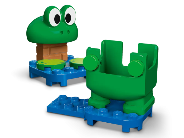 Fans can add leaping, splashing fun to their LEGO® Super Mario™ play experience with this Frog Mario Power-Up Pack (71392). It features an interactive frog suit for LEGO® Mario™ (figure not included), which gives the player a chance to earn extra digital coins for making him jump, and triggers splashing sounds each time he lands. This set is an ideal gift for trend-setting kids who own the LEGO Super Mario Starter Course set 71360, which includes LEGO Mario, or the 71387 set which includes a LEGO® Luigi™ figure. Build and play Building instructions for this LEGO set can be found in the box and on the free LEGO Super Mario app. The app is a safe forum for kids to share ideas and offers tips for creative ways to build and play. Real-life Super Mario action Collectible LEGO Super Mario toy playsets bring an iconic Super Mario character into the real world. The Starter Course, Expansion Sets and Power-Up Packs allow fans to create their own challenging levels for solo or group play. Bring leaping, splashing fun to LEGO® Super Mario™ fans’ levels with this Frog Mario Power-Up Pack (71392), featuring an interactive suit for LEGO® Mario™ (figure not included). This brick-built accessory fits on the LEGO® Mario™ figure in the Adventures with Mario Starter Course (71360) or the LEGO® Luigi™ figure in the Adventures with Luigi Starter Course (71387). When LEGO® Mario™ wears this suit, players earn extra digital coins for making him jump like a frog and splashing sounds are triggered each time the figure lands. The pack also has water lily and blue ‘water’ LEGO® elements to add to the level children create, and illustrated instructions are included to help kids build independently. The free LEGO® Super Mario™ app also has building instructions, inspiration for ways to build and play, and more. For a list of compatible Android and iOS devices, visit LEGO.com/devicecheck. This collectible building toy makes a fun birthday or holiday gift for creative kids aged 6 and up to customize their LEGO® Super Mario™ Starter Course and Expansion Sets. Other LEGO® Super Mario™ Power-Up Packs are available to use with the Starter Courses and Expansion Sets, including the Bee Mario Power-Up Pack (71393). Awesome LEGO® Super Mario™ toy playsets bring iconic Super Mario characters into the real world, allowing fans to expand and rebuild to create their own unique levels for solo or group play. Since 1958, LEGO® building bricks have met stringent industry standards to ensure that they connect simply and securely. LEGO® components are tested in almost every way imaginable to make sure that they satisfy strict global safety standards.