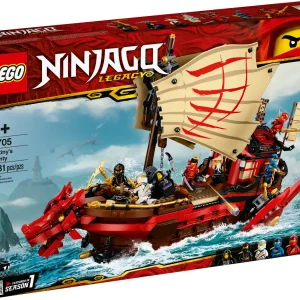 Creative kids who love building classic LEGO® NINJAGO® Boat sets and are excited by playing with fun toys will love Destiny’s Bounty (71705). This detailed and interactive building set for kids features a NINJAGO LEGO ship and 7 ninja action figures including Wu, Kai, Zane and Cole. Spectacular LEGO NINJAGO Boat set Little ninjas can enjoy plotting their own NINJAGO® epic adventures with this action-packed and interactive ninja playset, an updated version of the NINJAGO boat from season 1 of the TV series. Kids will love firing up their imaginations with this NINJAGO Destiny’s Bounty set. Fun toys for creative play LEGO NINJAGO building sets for kids allow them to enter a world of gripping adventure where they can team up with their ninja heroes to take down an array of evil villains. NINJAGO fans will be captivated with a range of playsets, boats, cars, dragons, temples and buildable figures. Detailed and updated NINJAGO® Destiny’s Bounty set with 7 minifigures for ninja fans to recreate scenes from the exciting world of NINJAGO. This is a brilliant building set for kids who enjoy plotting their own stories. NINJAGO® Legacy set including awesome Destiny's Bounty LEGO® ship and 7 minifigures: Wu, Kai, Young Lloyd Garmadon, Samurai X, Zane, Jay and Cole. NINJAGO fans have an abundance of characters to indulge in role-play fun. This Destiny's Bounty ninja toy allows kids to celebrate the rich history of NINJAGO® from season 1 of the TV series. Passionate ninja fans will love dropping the ship’s anchor, rotating the engines and moving its sails. This 1,781-piece playset makes for a fun building experience for boys and girls aged 9+, and is a great birthday present. New for 2020, the playset allows creative youngsters to lose themselves in a unique fantasy world. The NINJAGO® Destiny's Bounty Set can be played with at home or taken on the go for even more NINJAGO epic adventures. The LEGO® ship measures over 12” (32cm) high, 17” (44cm) long and 15” (38 cm) wide. Good news! No batteries are required for kids to enjoy the best possible creative fun with the Destiny’s Bounty – it is ready to go as it is built, so never needs to be left at the dock. This playset comes with easy-to-follow instructions, so kids can build their NINJAGO® boat as quickly as possible before they set sail into battle. LEGO® NINJAGO® building sets for kids inspire kids' imaginations and allow them to escape into a world of non-stop fun and creative play as they team up with their ninja heroes. LEGO® bricks have met the highest industry standards for more than 60 years, ensuring they are always consistent, compatible and pull apart easily every time, whether you are at home or on the high seas.