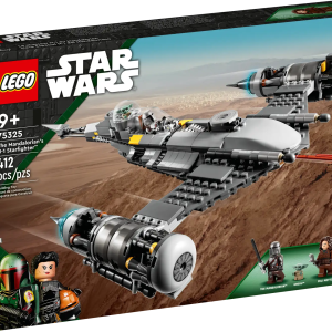 Tatooine tales from Star Wars: The Book of Boba Fett come to life for young builders with this LEGO® brick model of The Mandalorian’s N-1 Starfighter (75325). It has a minifigure cockpit, passenger space for Grogu, cargo compartment, a spring-loaded shooter and realistic details. A fun gift for kids aged 9 and up, this building toy features LEGO minifigures of The Mandalorian and Peli Motto, plus LEGO figures of Grogu (affectionately known by fans as ‘Baby Yoda’) and a BD Droid to inspire creative role play. Digital building tools Step-by-step, illustrated building instructions are included with this set. And check out the LEGO Building Instructions app, with intuitive zoom and rotate viewing tools to add another dimension the creative experience. Awesome building toys The LEGO Group has been creating brick-built versions of iconic Star Wars™ starships, vehicles, locations and characters since 1999. LEGO Star Wars has become its most successful theme with sets to excite fans of all ages. The Mandalorian’s N-1 Starfighter (75325) from Star Wars: The Book of Boba Fett – Fans can relive Star Wars: The Book of Boba Fett stories on Tatooine with this authentically detailed building toy 4 Star Wars™ characters – LEGO® minifigures of The Mandalorian, with a darksaber and a jetpack accessory element, and Peli Motto with a wrench, plus LEGO figures of Grogu and a BD Droid Play-inspiring features – The starfighter features a minifigure cockpit, passenger space for Grogu, a small cargo compartment, a spring-loaded shooter and lots of authentic bashed-up details Fun gift idea for ages 9 and up – Give this 412-piece buildable toy playset as a birthday present, holiday gift or special reward to creative kids who are into Star Wars: The Book of Boba Fett For play and display – This buildable N-1 Starfighter model measures over 2.5 in. (7 cm) high, 16.5 in. (42 cm) long and 11.5 in. (29 cm) wide, and can be displayed between playtimes App-assisted building – Find instructions in the box and on the LEGO® Building Instructions app, which features digital viewing tools to add to the fun, creative experience Building toys for all ages – Discover LEGO® Star Wars™ sets for kids and adult fans to recreate iconic scenes, make up their own stories or simply display the buildable models Premium quality – LEGO® bricks and pieces meet stringent quality standards, ensuring that they connect simply and securely Safety assurance – LEGO® components are dropped, heated, crushed, twisted and carefully analyzed to make sure they comply with rigorous global safety standards
