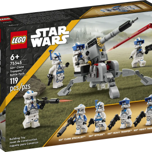 Youngsters can lead their own 501st Clone Troopers unit with this LEGO® Star Wars™ Battle Pack (75345) for ages 6 and up. It features 4 new-for-January-2023 LEGO minifigures – a 501st Officer, 501st Clone Specialist and 2 501st Heavy Troopers – each with a weapon for action play. The set also includes a buildable AV-7 anti-vehicle cannon with a spring-loaded shooter and a seat for a LEGO minifigure. This popular building toy makes a cool gift for kids, letting them recreate Star Wars: The Clone Wars action and adding extra fun play possibilities to their other LEGO Star Wars sets. Step into a new way of building Check out the LEGO Builder app for digital instructions and zoom and rotate viewing tools to enhance children’s creative experience and their sense of achievement. Galaxy of fun The LEGO Group has been creating brick-built versions of Star Wars starships, vehicles, locations and characters since 1999. There is a huge variety of buildable models to inspire fans of all ages. Building set for battle play – With this LEGO® Star Wars™ 501st Clone Troopers Battle Pack (75345), kids can build their own Clone squadron and recreate action-packed Star Wars: The Clone Wars scenes 4 LEGO® Star Wars™ minifigures – A 501st Officer with a blaster pistol, a 501st Clone Specialist with a blaster rifle and 2 501st Heavy Troopers, each with a blaster Brick-built AV-7 anti-vehicle cannon – The AV-7 has adjustable legs, an elevating cannon, a spring-loaded shooter and a seat for a LEGO® minifigure Gift idea for Star Wars™ fans aged 6+ – Give this 119-piece building toy as a birthday or holiday gift or anytime treat to kids who are into Star Wars: The Clone Wars and Star Wars: The Bad Batch Portable play – The cannon turret measures over 2.5 in. (7 cm) high, 2.5 in. (6 cm) wide and 5 in. (13 cm) deep. This compact set will fit in a kid’s backpack ready for play on the go Interactive digital building – Using the LEGO® Builder app, kids can zoom, rotate and visualize a digital version of this construction model as they build LEGO® Star Wars™ building toys for all ages – LEGO Star Wars sets let kids (and adult fans) recreate iconic scenes, make up their own action-adventures or simply display the buildable models Premium quality – LEGO® components satisfy demanding industry standards, ensuring that they connect simply and strongly for robust builds Safety assurance – LEGO® building bricks are tested in almost every way imaginable to make sure they comply with strict global safety standards