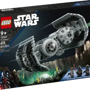 Star Wars: The Empire Strikes Back fans can play out Imperial missions to defeat the Rebel Alliance with this LEGO® brick-built TIE Bomber (75347) starfighter toy. It features an opening minifigure cockpit, a torpedo-dropping function and 2 stud shooters. A top gift idea for Star Wars™ fans aged 9 and up, this action-packed, buildable toy playset also includes Darth Vader, Vice Admiral Sloane and TIE Bomber Pilot LEGO minifigures with weapons, plus a Gonk Droid LEGO figure and a cart to transport torpedoes to the TIE Bomber. Digital instructions Download the LEGO Builder app for an even more fun and engaging creative experience. It offers a digital step-by-step building guide, intuitive zoom and rotate tools to help kids visualize the real construction model as they build, and more. Awesome building toys The LEGO Group has been recreating starships, vehicles, locations and characters from the Star Wars universe since 1999, and there is an amazing variety of sets to thrill fans of all ages. LEGO® Star Wars™ TIE Bomber (75347) for action play – Fans can relive thrilling Star Wars: The Empire Strikes Back scenes with this brick-built TIE Bomber starfighter toy 3 LEGO® Star Wars™ minifigures with weapons, plus a Gonk Droid – Darth Vader with a lightsaber, Vice Admiral Sloane and a TIE Bomber Pilot, each with a blaster pistol, plus a Gonk Droid LEGO figure Built for battle play – The TIE Bomber has an opening minifigure cockpit, a warhead bay with torpedo-dropping function for 4 torpedoes (the set includes 6 buildable torpedoes) and 2 stud shooters Cart to transport torpedoes to the TIE Bomber – The cart has space for a LEGO® minifigure driver and for 2 torpedoes at the back Gift idea for ages 9 and up – Give this 625-piece building toy as a holiday gift, birthday present or special treat for fans of the classic Star Wars™ saga and any Star Wars collector Build, play and display – This brick-built TIE Bomber model measures over 4 in. (10 cm) high, 6 in. (16 cm) long and 7.5 in. (20 cm) wide Step into a new way of building – The LEGO® Builder app is an interactive digital mentor for kids, guiding them through their building experience on their tablets or smartphones Fun construction toys for all ages – LEGO® Star Wars™ sets enable kids and adult Star Wars fans to recreate iconic scenes, play out their own creative stories or simply display the buildable models High quality – LEGO® components meet demanding industry standards, ensuring a simple, secure connection every time Safety first – LEGO® components are dropped, heated, crushed, twisted and carefully analyzed to make sure that they comply with stringent global safety standards