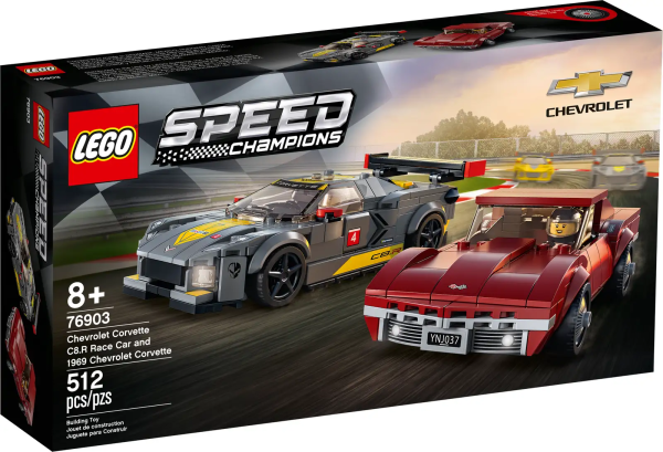 The LEGO® Speed Champions Chevrolet Corvette C8.R Race Car and 1969 Chevrolet Corvette (76903) set makes a perfect gift for fans of high-performance automobiles. Kids and car enthusiasts get to collect and explore 2 groundbreaking Corvettes from different eras. Packed with realistic details, these epic cars are fun to build, great for display and awesome to race! Just like the real thing The vehicles in this Speed Champions playset come with a wide chassis, which allows room for a 2-seat cockpit and even more authentic detailing. And with 2 Chevrolet driver minifigures geared up and ready to go, the scene is set for legendary racetrack action. The best race car kits! LEGO Speed Champions sets deliver authentic replicas of the world’s most innovative and best-known automobiles. Perfect for display, the collectible models are also great for thrilling race action against other vehicles from the Speed Champions range. This LEGO® Speed Champions Chevrolet Corvette C8.R Race Car and 1969 Chevrolet Corvette (76903) playset is perfect for kids and those with a passion for high-performance cars and racetrack drama. What’s in the box? All you need to build a cool replica of the 2020 Chevrolet Corvette C8.R Race Car and 1969 Chevrolet Corvette, plus 2 driver minifigures with race suits, helmets and a wrench. Kids and car enthusiasts can explore the makeup of 2 real-life Corvettes as they build, before showing them off or staging epic Speed Champions races. This 512-piece LEGO® Speed Champions playset makes a great Christmas, birthday or any-other-day gift for boys and girls aged 8 and up and for fans of high-performance automobiles. Both collectible toy racing cars are the ideal size to play with at home or on the go. The Corvette C8.R measures over 1.5 in. (4cm) high, 6.5 in. (16cm) long and 2.5 in. (7cm) wide. No batteries required for this playset – it’s powered by kids’ imaginations, so there’s no need for a pit stop! Includes easy-to-follow, step-by-step building instructions for both models, so kids and grown-ups can cruise through the awesome building experience at their leisure. LEGO® Speed Champions sets give kids and car fans the chance to explore some of the world’s most exciting automobiles, with authentic replica models that are great for race play and display. LEGO® bricks have been meeting stringent industry standards since 1958, ensuring they are always consistent, compatible and pull apart with ease every time. These LEGO® Speed Champions building toys are thoroughly tested to ensure every playset meets strict safety standards.