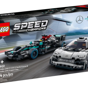 Kids and race fans can now collect and explore 2 vehicles at the forefront of race car design with this LEGO® Speed Champions Mercedes-AMG F1 W12 E Performance & Mercedes-AMG Project One (76909) building set. A collector’s dream, these collectible toy cars are fun to build, great for display and perfect for exciting racing action. Digital building instructions This Speed Champions set comes with printed and digital building instructions. Available in the free LEGO Building Instructions app for smartphones and tablets, the interactive digital guide comes with amazing zoom and rotate tools that allow you to visualize a model from all angles as you build. Celebrating cool cars LEGO Speed Champions sets deliver authentic replicas of the world’s most innovative and best-known vehicles. Perfect for display, the collectible models are also great for thrilling race action against other vehicles from the Speed Champions range. LEGO® recreations of the Mercedes-AMG F1 W12 E Performance and Mercedes-AMG Project One – 2 replica models for kids and car fans with a passion for vehicles that push the limits of race car innovation What’s in the box? – All you need to build a LEGO® recreation of the Mercedes-AMG F1 W12 E Performance and Mercedes-AMG Project One, plus 2 driver minifigures, each with a racing helmet, wig and wrench Collect, play and display – This winning combination is great for display and epic Speed Champions race action A gift for any occasion – This 564-piece LEGO® Speed Champions Mercedes-AMG F1 W12 E Performance & Mercedes-AMG Project One (76909) building set is designed for car and race fans aged 9 and up Easy to carry and store – The Mercedes-AMG F1 W12 E Performance model measures over 1.5 in. (4cm) high, 7.5 in. (19cm) long and 2.5 in. (7cm) wide No batteries required – The cars in this playset are powered by kids’ imaginations, so there’s no need for a pit stop! Interactive digital building guide – Zoom, rotate and view each model from all angles as you build with the LEGO® Building Instructions app, available for smartphones and tablets Putting innovation in pole position – LEGO® Speed Champions sets give kids and car fans the chance to explore some of the world’s most innovative vehicles Quality in focus – LEGO® components meet strict industry standards to ensure they’re consistent, compatible and fun to build with Tested for safety – All LEGO® building toys are carefully tested to ensure every playset meets strict safety standards