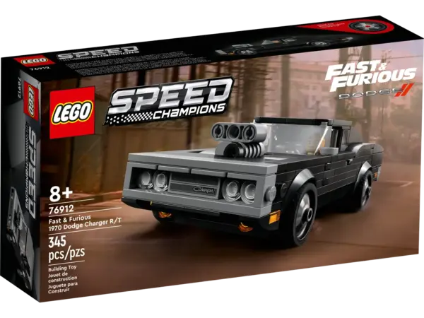 This collectible LEGO® Speed Champions Fast & Furious 1970 Dodge Charger R/T (76912) replica model captures the look of the iconic muscle car. Perfect for kids aged 8+, car enthusiasts and fans of the action-packed movie series, it provides an engaging building experience, is perfect for display and awesome for high-energy race and car-chase action. A fantastic addition to the Speed Champions collection! This collectible toy muscle car is packed with authentic detailing, including molded silver-coloured rim inserts and a cool hood scoop. A Dominic Toretto minifigure is included with the set, so there’s plenty of inspiration for imaginative play. Recreating iconic vehicles LEGO Speed Champions playsets feature mini versions of the world’s leading and best-known vehicles. Perfect for display, these models are also great for exciting race action against others from the Speed Champions range. Recreate a Fast & Furious muscle car – LEGO® Speed Champions Fast & Furious 1970 Dodge Charger R/T (76912) replica model for kids, car enthusiasts and fans of the action-packed movie series What’s in the box? – Everything you need to build a 1970 Dodge Charger R/T replica model, plus a Dominic Toretto minifigure and a toy wrench A collectible model for play and display – Build the Fast & Furious 1970 Dodge Charger R/T, show it off to friends and enjoy race and car-chase action against other Speed Champions vehicles A gift for any occasion – This 345-piece LEGO® Speed Champions set can be given as a birthday or any-other-day gift for kids aged 8+, car enthusiasts and fans of the action-packed movie series Dimensions – The Fast & Furious 1970 Dodge Charger R/T model measures over 2 in. (5 cm) high, 6.5 in. (17 cm) long and 2.5 in. (7 cm) wide No batteries required – The LEGO® Speed Champions Fast & Furious 1970 Dodge Charger R/T is powered by your imagination Interactive building guide – Zoom, rotate and view this model from all angles with the LEGO® Builder app, available for smartphones and tablets Celebrating innovation and design – LEGO® Speed Champions sets give kids and car fans of all ages the chance to explore the world’s most iconic vehicles Putting quality in focus – LEGO® components meet strict industry standards to ensure they’re consistent, compatible and fun to build with Tested for safety – All LEGO® building toys are thoroughly tested to ensure every playset meets strict safety standards