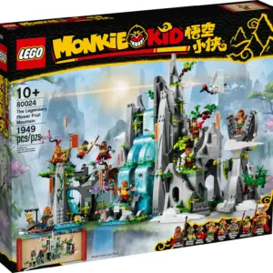 Children can bring the legend of the Monkey King to life as they build this detailed LEGO® Monkie Kid™ model of the iconic Flower Fruit Mountain (80024). Every section of the premium-quality toy playset tells a different story, from how he was born to how he became king of the monkeys, with features such as an opening rock to reveal the Monkey King and a buildable waterfall that opens to allow entry to the hidden mountain cave. There are 8 minifigures, including 4 different versions of Monkey King to play out specific legendary tales. Interactive instructions Find clear instructions in the box and Instructions PLUS in the free LEGO Building Instructions app, which makes the construction process even more exciting for kids with intuitive tools to help them visualize the model. Build and learn Inspired by the classic Journey to the West novel and rooted in China’s culture, awesome LEGO Monkie Kid building toys make the best gifts for kids to help nurture their creativity and resilience. Epic tales of the legendary Monkey King come to life as children build each section of this awesome LEGO® Monkie Kid™ Flower Fruit Mountain toy playset (80024). Includes 8 minifigures: Monkie Kid, Evil Macaque, Brother Monkey, Sister Monkey and 4 versions of Monkey King (Baby, Classic, Apprentice and Battle) to role-play stories from the classic tale. Packed with authentic, storytelling features, including an opening rock to reveal the Monkey King, a buildable waterfall that opens to allow entry to the mountain and a buildable red-crowned crane. Role-play battle scenes with Monkie Kid and the Evil Macaque minifigures on a rotating platform – and look out for the Chinese calligraphy. Offering a challenging build and unlimited play, this 1,947-piece LEGO® Monkie Kid™ construction toy makes the best birthday, holiday or surprise present for trend-setting kids aged 10 and up. Measuring over 13.5 in. (34 cm) high, 27 in. (68 cm) wide and 10 in. (25 cm) deep, this unique toy will have everyone talking and makes a stunning display piece between playtime adventures. Printed instructions are included, while digital Instructions PLUS, available in the LEGO® Building Instructions app, allows kids to save their progress and restart the build anytime. LEGO® Monkie Kid™ toy building sets are inspired by the classic Chinese novel Journey to the West and help children develop their courage, resilience and optimism while having fun. LEGO® components meet strict industry standards to ensure that they are compatible and connect consistently and strongly. LEGO® bricks and pieces are tested in almost every way imaginable to satisfy the highest global safety standards.