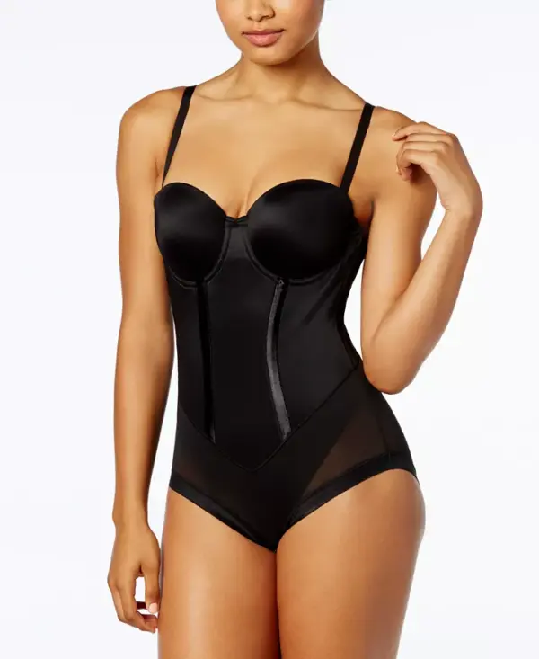 Easy on, easy off and stays put! Maidenform brings you this shapewear dream in the form of their modernly-styled Easy Up body shaper. Style #1256 (Formerly known as "Flexees by Maidenform") Full-coverage, contour, underwire cups Imported Satin contouring seams Fabric-covered boning Provides firm control and shaping Triple hook-and-eye closure at crotch Detachable, adjustable straps Triple back hook-and-eye closure with keyhole underneath Double-lined at stomach and back for extra control and smoothing