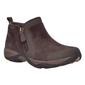 Step into comfort and style with the Easy Spirit Women's Epic Round Boots. These boots are crafted to provide both practicality and fashion, making them perfect for everyday wear. Material: The boots are made from high-quality synthetic leather in a rich chocolate color, offering a luxurious look and feel. Design: Featuring a sleek round toe design, these boots combine classic aesthetics with modern comfort. The simple yet elegant silhouette makes them versatile for various outfits and occasions. Comfort: With a cushioned insole and soft lining, the boots ensure all-day comfort, reducing foot fatigue. The flexible outsole provides excellent traction and stability on different surfaces. Closure: These boots come with an easy pull-on design, eliminating the hassle of laces or zippers and allowing for quick and convenient wear. Heel: The low-stacked heel provides just the right amount of lift without compromising comfort, making these boots suitable for both casual and semi-formal settings. Whether you're heading to work, running errands, or enjoying a casual day out, the Easy Spirit Women's Epic Round Boots in chocolate are a reliable choice for style and comfort.