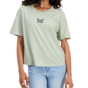 Rebellious One Juniors Butterfly Embroidery Desert Sage L