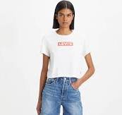Levis Womens Cropped Graphic Logo T Bright White S