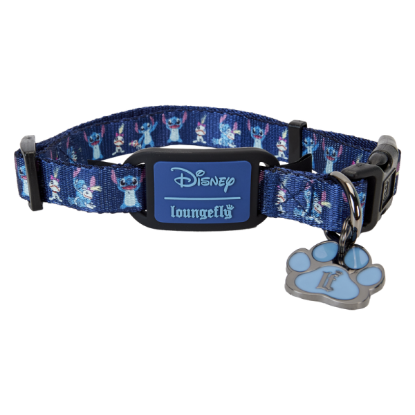 Every member of your ohana deserves to step out in style! The Loungefly Disney Lilo & Stitch Dog Collar features an adjustable nylon strap, with Disney Stitch and Scrump playing side by side. The signature Loungefly plaque accompanies a crown on the collar’s buckle, and an enamel pawprint charm appears on the leash hook. Whether you’re hanging at the beach or taking off on an other-worldly adventure, this accessory is perfect for your little troublemaker. The Loungefly Disney Lilo & Stitch Dog Collar is made with durable nylon material and features printed details. Collar adjusts for safety/fit and includes sturdy metal hardware. This collar is an officially licensed Disney product. Collar dimensions: (Small) 0.5”W, Neck: 9”-13”; (Medium) 0.75”W, Neck: 13”-20”; (Large) 1”W, Neck: 18”-29”