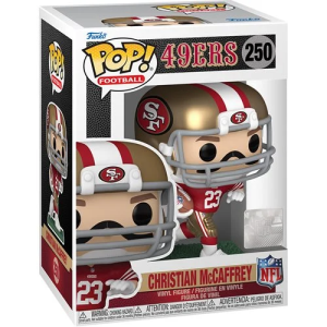 Recruit Christian McCaffrey for your NFL draft! The running back for the San Francisco 49ers features his red and gold uniform and will make a great team player for your Funko Pop! collection! Which team will Christian McCaffrey and the 49ers play next? This NFL San Francisco 49ers Christian McCaffrey Funko Pop! Vinyl Figure #250 measures approximately 4-inches tall and comes packaged in a window display box.