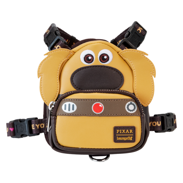 We have just met him, and we love him! Give your best friend a stylish new look with the Loungefly Disney-Pixar Up 15th Anniversary Dug Cosplay Mini Backpack Harness. On the front of the backpack, Dug takes shape with floppy ears and a big round nose. His communication collar appears on the zipper pocket below, where a sturdy ring can attach to a leash. Dug’s signature catchphrase appears on the adjustable harness straps, which connect to a comfortable mesh padding lined with metallic details. With plenty of room for storing essentials, this harness will keep your pet prepared for their next big adventure. The Loungefly Disney-Pixar Up 15th Anniversary Dug Cosplay Mini Backpack is made with durable vegan leather (polyurethane). Harness has adjustable nylon straps and shiny silver hardware. Additional features include applique and debossed details. Take note of the coordinating inside lining. This harness is an officially licensed Disney-Pixar product.