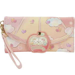 Show off your Sanrio fandom with this Hello Kitty Carnival Wristlet! It is made of faux leather and features tri-fold closure, matching themed lining, applique, iridescent, swinging rivet, and printed details. This wristlet approximately measures 8-inches wide x 4-inches tall. Ages 8 and up. All Loungefly items are vegan friendly, unless otherwise noted.