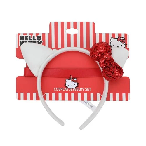 Sanrio fans are sure to love this Hello Kitty Cosplay Jewelry Set! Includes a costume ready headband and choker, packaged on a hang card. One size fits most. Ages 14 and up.