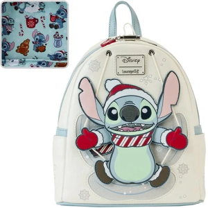 Get ready to celebrate the holiday season with this Lilo & Stitch Holiday Snow Angel Stitch Cosplay Mini-Backpack! It is made of faux leather and features top zipper closure, adjustable straps, matching themed lining, applique, zipper charm, embroidered, glitter, and printed details. This mini-backpack approximately measures 10 1/2-inches tall x 9-inches wide x 4 1/2-inches long. This would make a great gift for any Disney fan! Ages 15 and up. All Loungefly items are vegan friendly, unless otherwise noted.