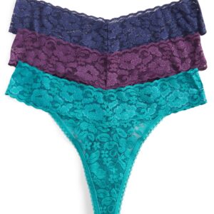 WOMEN'S 3-PK. LACE THONG UNDERWEAR, CREATED FOR MACY'S IN JAZZY TEAL Inc International Concepts Women's 3-Pk. Lace Thong Underwear, Created for Macy's Women Women's Clothing - Bras, Underwear & Lingerie - Underwear