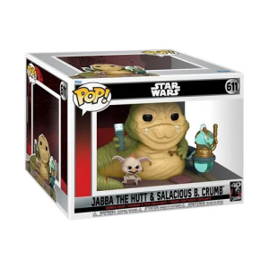 Celebrate the 40th anniversary of Return of the Jedi with this stellar collectible! Based on the 1983 Star Wars film, Jabba the Hutt is willing to grant you an audience in his Palace. This Star Wars: Return of the Jedi 40th Anniversary Jabba with Salacious Crumb Deluxe Pop! Vinyl Figure #611 measures approximately 5 3/4-inches tall and comes packaged in a window display box. Pay tribute to Jabba the Hutt and Salacious Crumb by giving them a place to lounge in your Star Wars collection!