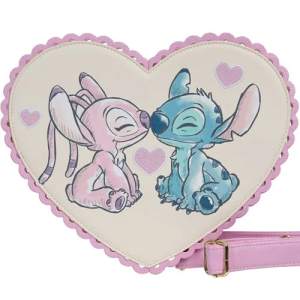 Share the love with two adorable aliens! Limited Edition Exclusive Stitch and Angel Mini-Backpack! Inspired by Disney's Lilo & Stitch characters. Features matching lining, adjustable straps, zipper closure, and more! Entertainment Earth Exclusive! These little lovebird aliens are too cute for words. Celebrate (or maybe surprise) your true love with our delight Lilo & Stitch Angel and Stitch Heart Kiss Crossbody Purse - Entertainment Earth Exclusive! It's made of faux leather and features top zipper closure, an adjustable strap, matching themed lining, shiny gold hardware, and embroidery and printed details. The crossbody purse measures approximately 10 1/2-inches wide x 9-inches tall x 4-inches long and makes a great gift for any Disney fan. You'll find this charming crossbody purse only at Entertainment Earth, and quantities are limited. So, order yours now so you don't miss out! Ages 15 and up.