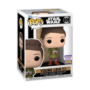 Help Obi-Wan Kenobi find young Princess Leia Organa! Limited edition exclusive Funko Pop! Vinyl figure. Inspired by the 2022 Star Wars: Obi-Wan Kenobi Part II episode. Young Princess Leia stands about 3 3/4-inches tall. Don't miss this San Diego Comic-Con 2023 Exclusive! Funko / Entertainment Earth Convention Exclusive! Help Obi-Wan Kenobi find young Princess Leia Organa to bring back to her parents! Inspired by the 2022 Star Wars: Obi-Wan Kenobi Part II episode, Obi-Wan leads young Leia in out of the sewers and into the streets of Daiyu, navigating their way through obstacles. Keeping a low profile, Leia tends to her damaged droid companion, L0-LA59, nicknamed Lola. Now's your chance to keep them in a safe place in your Funko Pop! collection! This limited edition Star Wars: Obi-Wan Kenobi Young Leia with Lola Funko Pop! Vinyl Figure #659 - 2023 Convention Exclusive measures approximately 3 3/4-inches tall and comes packaged in a window display box. Also available at the Funko booth at San Diego Comic-Con 2023, this exclusive Pop! figure won't last long. So, if you don't want to miss out, you need to order yours now!
