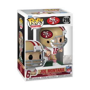 Draft Joe Montana for your NFL collection! The quarterback for the San Francisco 49ers features his white and gold-colored uniform. This NFL: Legends Joe Montana 49ers (Away) Funko Pop! Vinyl Figure #216 #216 measures approximately 4-inches tall and comes packaged in a window display box. For ages 3 and up.
