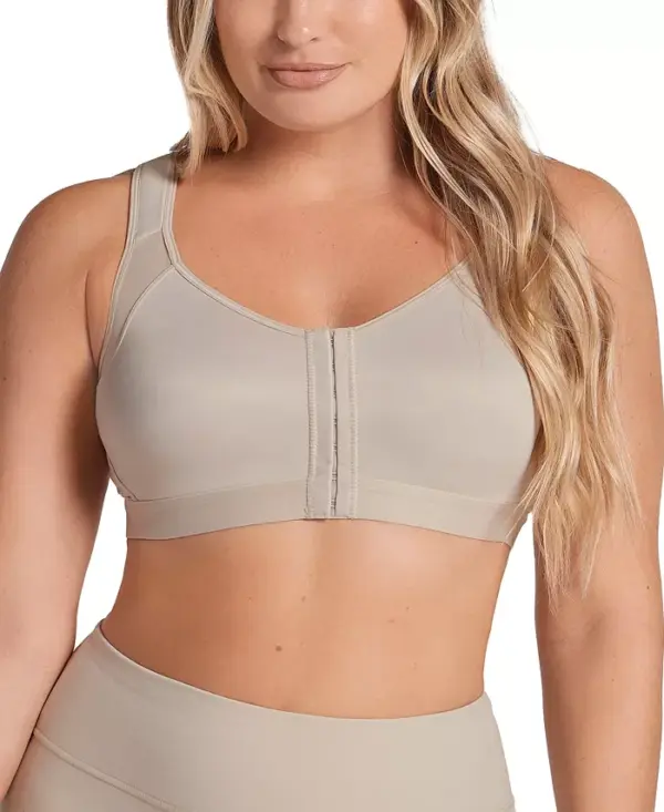 This incredible bra gives you back support and offers a gentle minimizing effect. It features criss-cross PowerSlim bands to improve your posture. Double-layered DuraFit fabric cups offer support without adding volume. Ultra-soft seams let you move freely and stay comfortable no matter what. Comfortable design: padded, 3-level adjustable straps for super support, without digging into your shoulders 6-row, 2-level adjustable front hook closure for easy wear and a perfect fit Wireless, with a supportive underbust band for all-day, everyday support Imported A back support bra with criss-cross powerslim bands provide back support to improve posture Powerslim provides compression and and support while the high-coverage underarm design streamlines your silhouette Perfect for post-surgical wear: Compresses and supports bust, fits perfectly, and features a front closure for easy wear Double-layered durafit cups for a comfortable fit