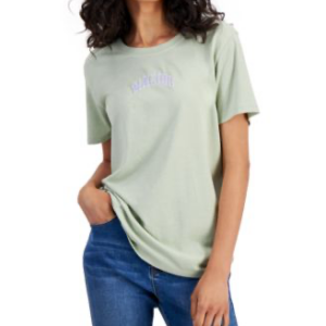 Rebellious One Juniors Malibu Embroidered T-Shirt Desert Sage XS