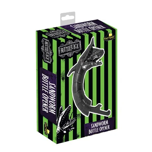 Be the host with the most at your next party! Your spirts will appreciate your Beetlejuice Sandworm Metal Bottle Opener. No trip to the netherworlds necessary, we have it right here for you! This a must have for fans of the hit movie Beetlejuice! Measures about 6-inches long x 3-inches wide x 2-inches tall. For ages 18 and up Be the host with the most at your next party! Your spirts will appreciate your Beetlejuice Sandworm Metal Bottle Opener. No trip to the netherworlds necessary, we have it right here for you! This a must have for fans of the hit movie Beetlejuice! Measures about 6-inches long x 3-inches wide x 2-inches tall. For ages 18 and up
