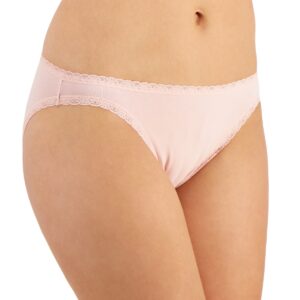 Indulge in everyday comfort and timeless style with the Jenni Women's Solid Bikini in Peachskin. This bikini-style underwear is designed to offer a seamless blend of softness, fit, and sophistication, making it an essential addition to your lingerie collection. Features: Peachskin Color: The soft and subtle peachskin hue adds a touch of elegance and femininity, making it a versatile choice for any outfit. Bikini Cut: The classic bikini cut offers moderate coverage and sits comfortably on the hips, providing a flattering and secure fit for daily wear. Soft Fabric: Crafted from a high-quality fabric blend, this bikini ensures a soft touch against the skin and excellent breathability, keeping you comfortable all day long. Comfortable Waistband: The elastic waistband is designed to stay in place without digging in, offering a secure fit that moves with you. Smooth Silhouette: Designed to minimize visible panty lines, this bikini provides a smooth and seamless look under clothing, perfect for any occasion. Material: Body: 92% Cotton, 8% Spandex Care Instructions: Machine wash cold with like colors Use only non-chlorine bleach when needed Tumble dry low Do not iron