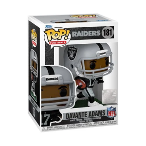 Draft Davante Adams, known as the wide receiver for the Las Vegas Raiders, in his black and grey uniform for your NFL team! This NFL Raiders Davante Adams Funko Pop! Vinyl Figure #181 measures approximately 4-inches tall and comes packaged in a window display box. Which team will he and the Raiders play against next? Ages 3 and up.