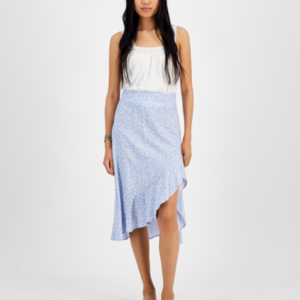 JUNIORS' HIGH-LOW SMOCKED-BACK MIDI SKIRT IN BLUE The flirty high-low hem and playful ruffles of this juniors' midi skirt from Hippie Rose make it the perfect statement-making pick for any closet. Juniors Juniors' Clothing - Skirts (new)