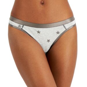 Add a touch of celestial charm to your lingerie collection with the Jenni Women's Solid Thong in a captivating Stars pattern. Crafted for comfort and style, this thong is an essential addition to any wardrobe, offering a seamless blend of functionality and feminine elegance. Features: Stars Pattern: Adorned with a stylish stars design, this thong brings a hint of sparkle and fun to your everyday essentials. Sleek Design: The solid construction provides a smooth and seamless look under clothing, ensuring no visible panty lines. Comfort Fit: Engineered for all-day comfort, the thong offers a perfect balance of stretch and support, fitting snugly without causing discomfort. Quality Fabric: Made from a premium fabric blend that is soft against the skin and provides excellent breathability, keeping you cool and comfortable. Versatile Style: Ideal for daily wear, this thong combines practicality with a touch of whimsy, making it suitable for any occasion. Material: Body: 92% Cotton, 8% Spandex Care Instructions: Machine wash cold with similar colors Use only non-chlorine bleach when needed Tumble dry low Do not iron
