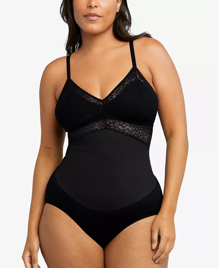 This lacy piece is the kind of women's shapewear that leaves you feeling confident no matter what the occasion. With supportive features, a convenient snap gusset, and dedicated Smart Comfort™ tummy control, you'll want to wear the Maidenform Tame Your Tummy bodysuit for casual events too. Is strapless the look you need? Handy convertible straps give you lots of options. Under a dress or paired with jeans, this lace shapewear is designed to hug, smooth, and celebrate your every curve. Cups: Wireless cups Special Features: Smart Comfort technology on the tummy and back helps shape your curves for a flattering, smooth look; Cool Comfort wicking fabric releases moisture off the skin, helping to keep you cool and comfortable Imported Straps: Convertible straps shapeshift for a no-bra-band look Closure: Snap closures at gusset